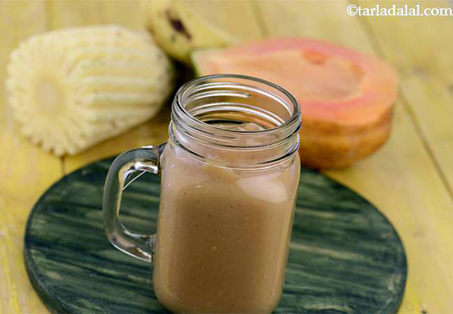  पपाया, पाईनएपप्ल एण्ड बनाना ड्रिंक - Papaya Pineapple and Banana Drink 