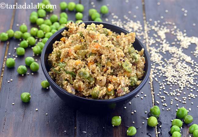 वेजिटेबल क्विनोआ उपमा रेसिपी | क्विनोआ वेज उपमा | शाकाहारी भारतीय उपमा | क्विनोआ उपमा बनाने की विघि - Quinoa Veg Upma, Vegan Breakfast