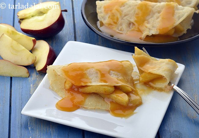 Stuffed Apple Crepes Topped with Orange Sauce