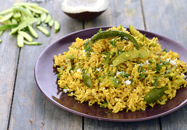 तेंडली भात - Tendli Bhaat, Maharashtrian Tendli Bhaat, Ivy Gourd Rice