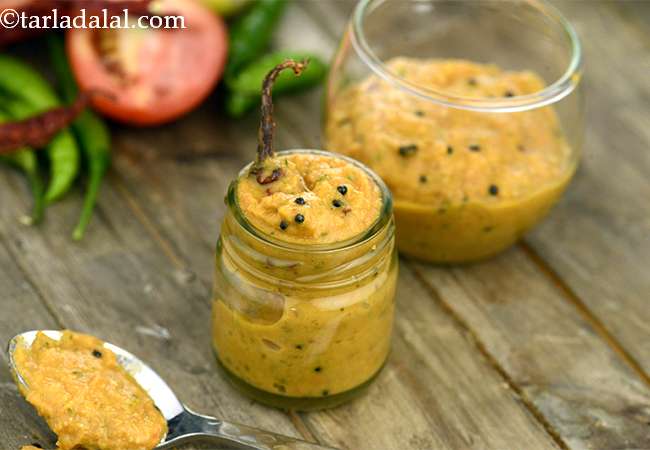 टमॅटो चटनी - Tomato Chutney, South Indian Tomato Onion Chutney Recipe