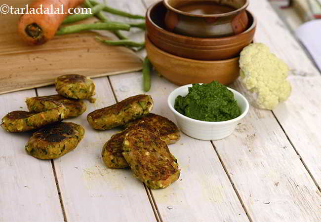  वेजिटेबल शिकमपुरी कबाब - Vegetable Shikampuri Kebab ( Kebabs and Tikkis Recipes) 