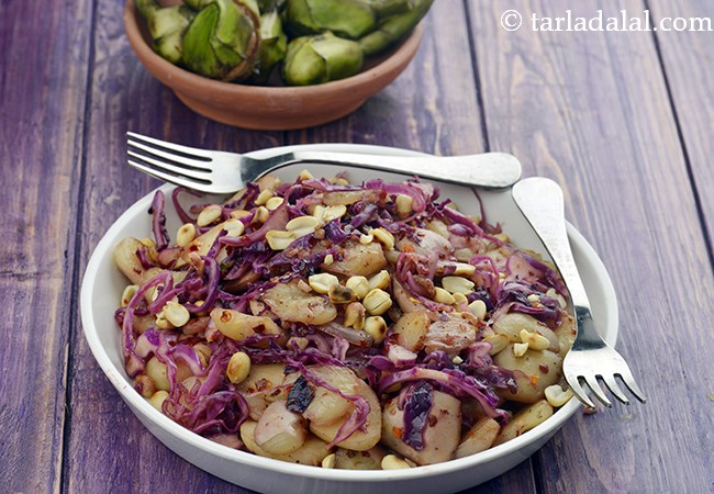 Water Chestnuts and Purple Cabbage Stir Fry