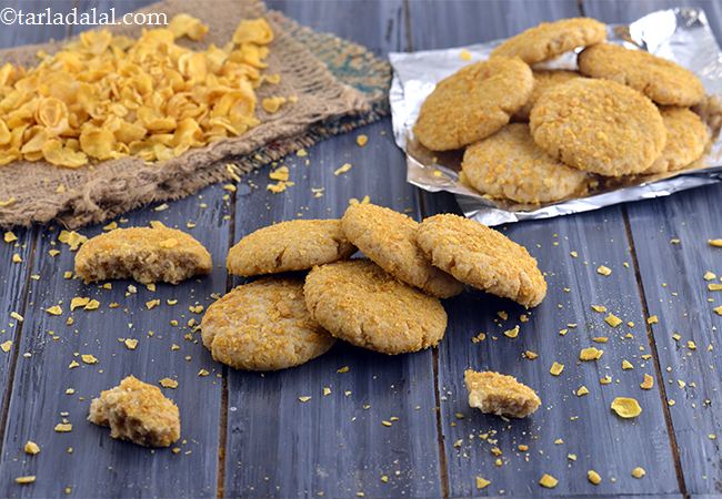 Whole Wheat Cornflake Cookies, Eggless