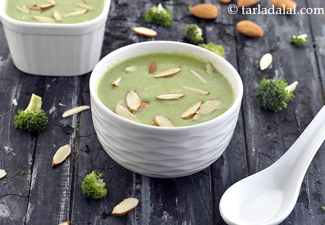 ब्रोकली बादाम सूप रेसिपी | ब्रोकोली और बादाम का सूप | स्वस्थ ब्रोकोली सूप | ब्रॉकली एंड आलमंड सूप | Broccoli and Almond Soup, Protein Rich Recipe