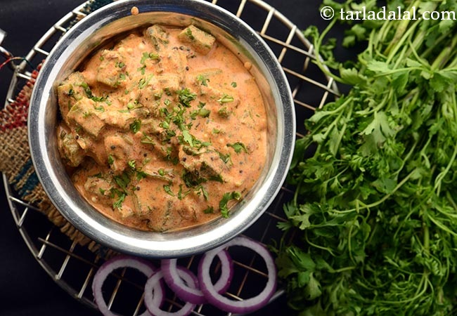 dahi bhindi recipe | healthy dahi bhindi recipe | Rajasthani dahi bhindi | okra with yogurt |