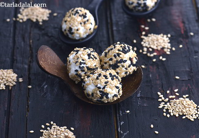 paneer sesame balls recipe | healthy paneer balls with sesame seeds | cottage cheese sesame seeds balls Indian snack |
