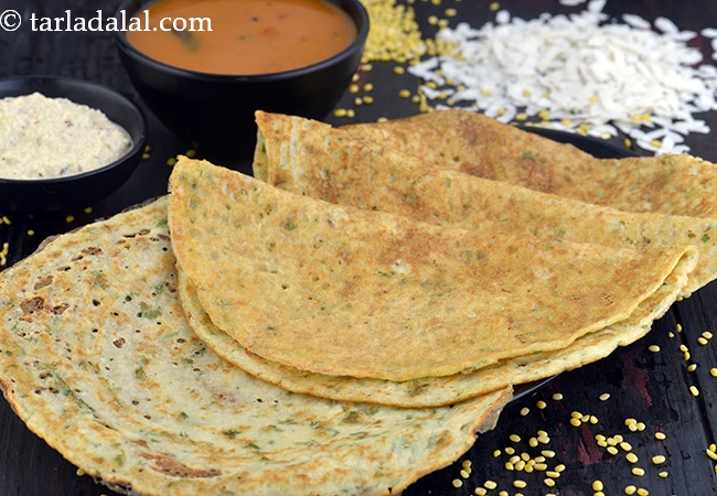 poha yellow moong dal dosa recipe | how to make moong dal dosa | instant moong dal dosa | no fermenting moong dal dosa |