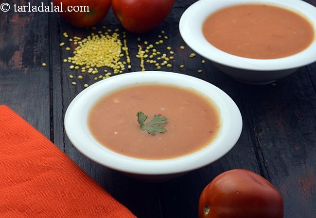 tomato soup recipe | veg tomato soup | Indian moong dal and tomato soup |