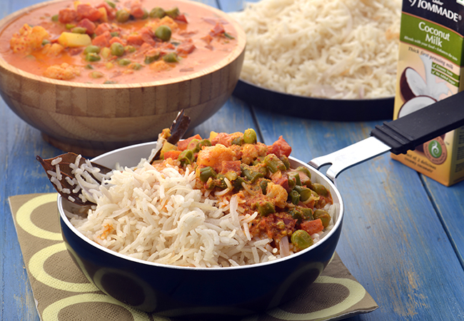  Coconut Vegetable Curry with Coconut Rice